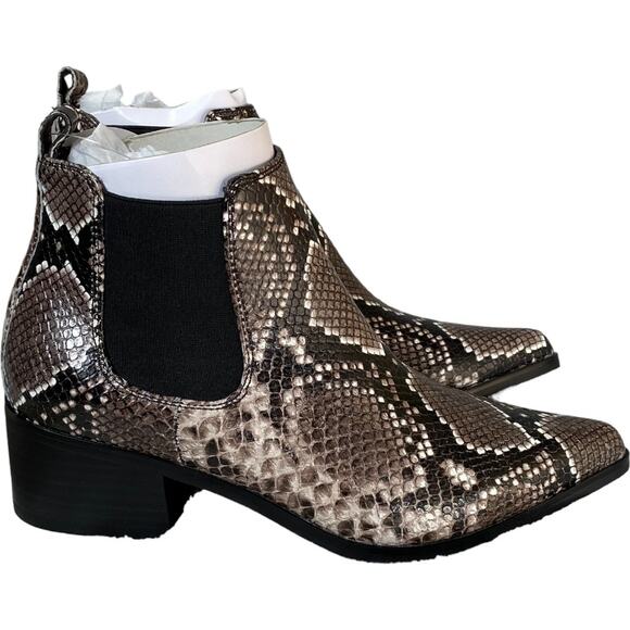 Blondo Waterproof Emelia Brown Snake Leather Boot Size 7 - Picture 5 of 11